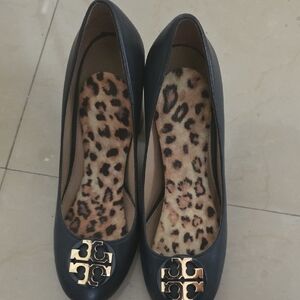 Tory Burch Blue Platform with Gold Logo